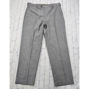 Saddlebred MENS SIZE 38X30 Dress Pants Sharkskin Gray Straight Fit Flat Front